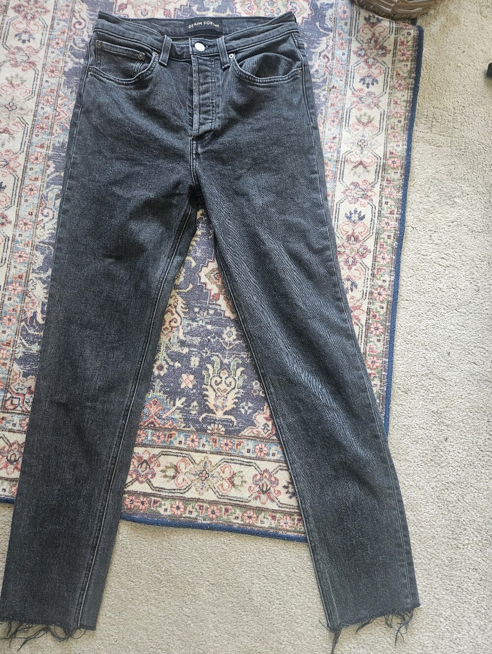 Denim Forum Yoko high-rise slim jeans in a black wash. 27.